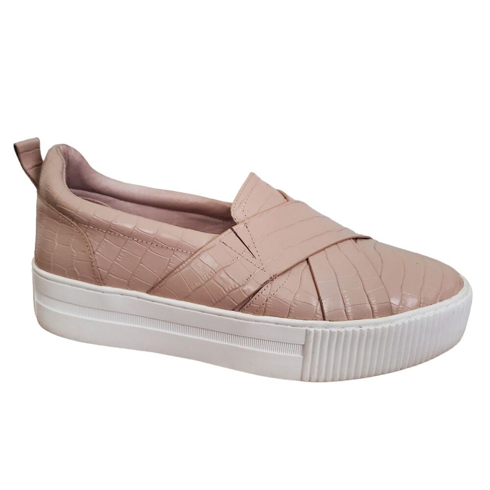Halogen Blakely Platform Sneaker Leather‎ Blush Pink Women's 8.5M Croc Embossed